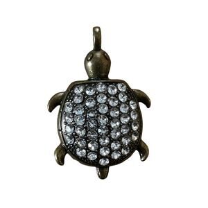 Vintage Rhinestone Turtle Pendant